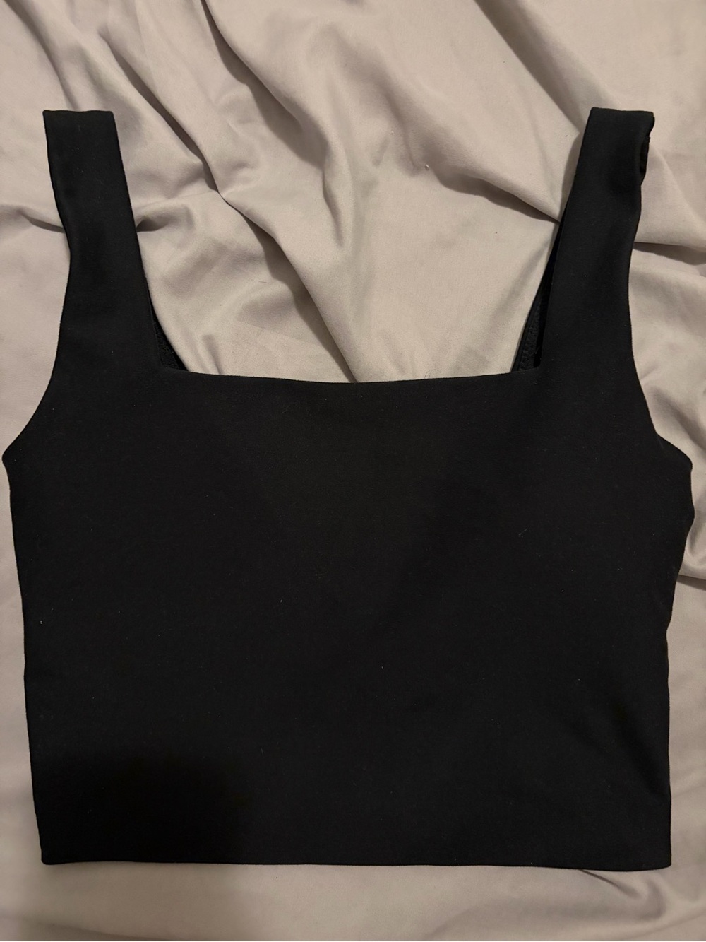 Black Straight Neck Sportswear Tank